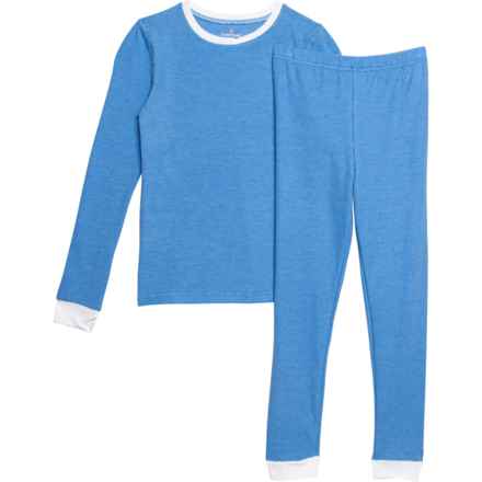 Cuddl Duds Big Girls Thermal Base Layer Set - Long Sleeve in 921 Blue Heather