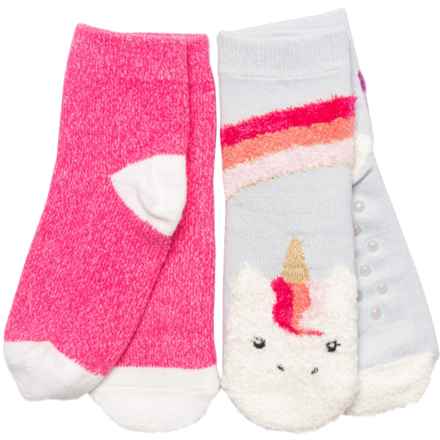 Cuddl Duds Boys and Girls Unicorn Slipper Socks - 2-Pack in Light Grey
