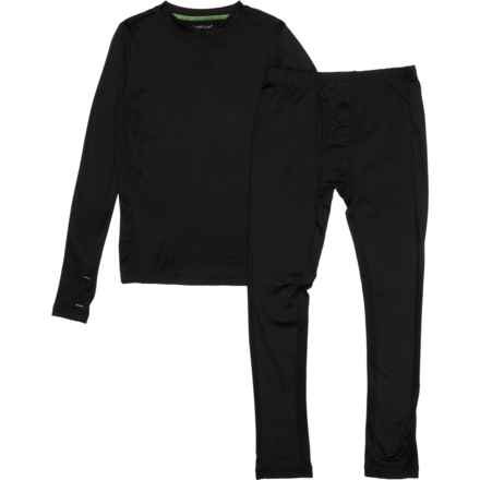 Cuddl Duds Boys Comfortech® Stretch Base Layer Set - Long Sleeve in Black