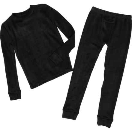 Cuddl Duds Boys Fleecewear Stretch Base Layer Set - Long Sleeve in Black