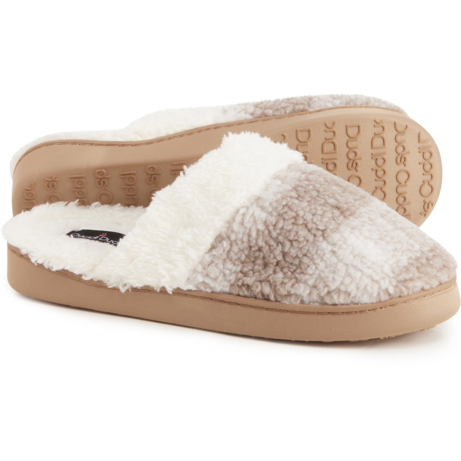 Cuddl Duds Buffalo Plaid Sherpa Scuff Slippers (For Women)