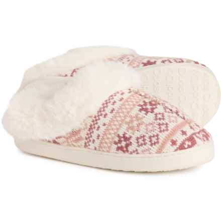 Cuddl Duds Fair Isle Knit Slippers (For Women) in Ivory /Burnish Lilac