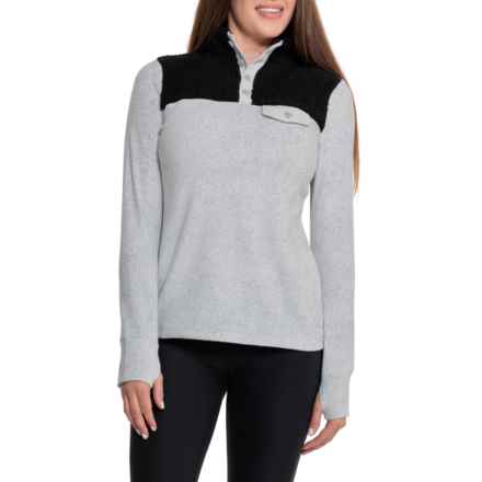 Cuddl Duds FleeceWear Stretch Base Layer Top - Button Neck, Long Sleeve in Grey Heather