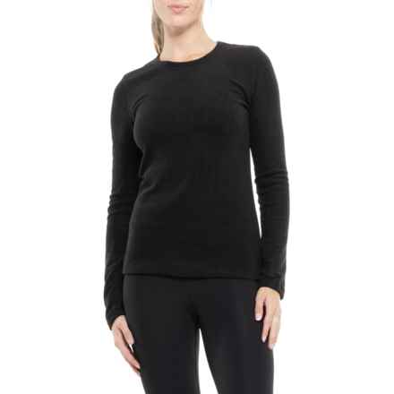 Cuddl Duds Fleecewear Stretch Base Layer Top - Long Sleeve in Black