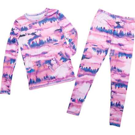 Cuddl Duds Girls Comfortech® Aurora Base Layer Set - Long Sleeve in Pink Aurora