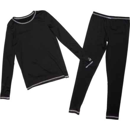 Cuddl Duds Girls Comfortech® Base Layer Set - Long Sleeve in Black