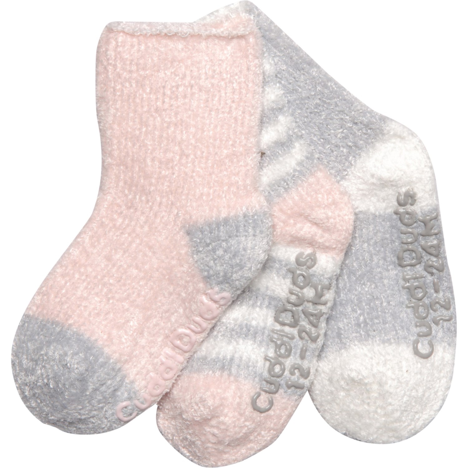 Cuddl Duds Infant Girls Chenille Cozy Socks - 3-Pack, Crew