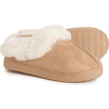 Cuddl Duds Microsuede Faux-Fur Cuff Slippers (For Women) in Amphora