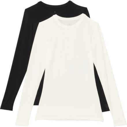 Cuddl Duds SoftWear Stretch Base Layer Top - 2-Pack, Long Sleeve in Black/Ivory
