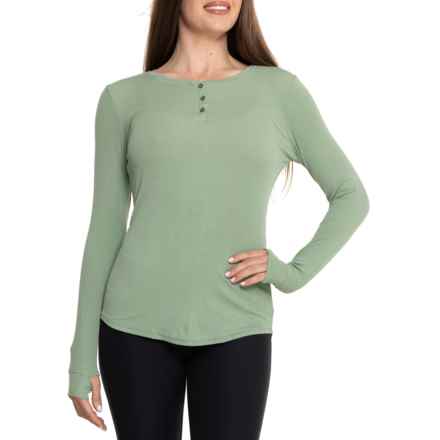 Cuddl Duds SoftWear Stretch Base Layer Top - Long Sleeve in Seafoam