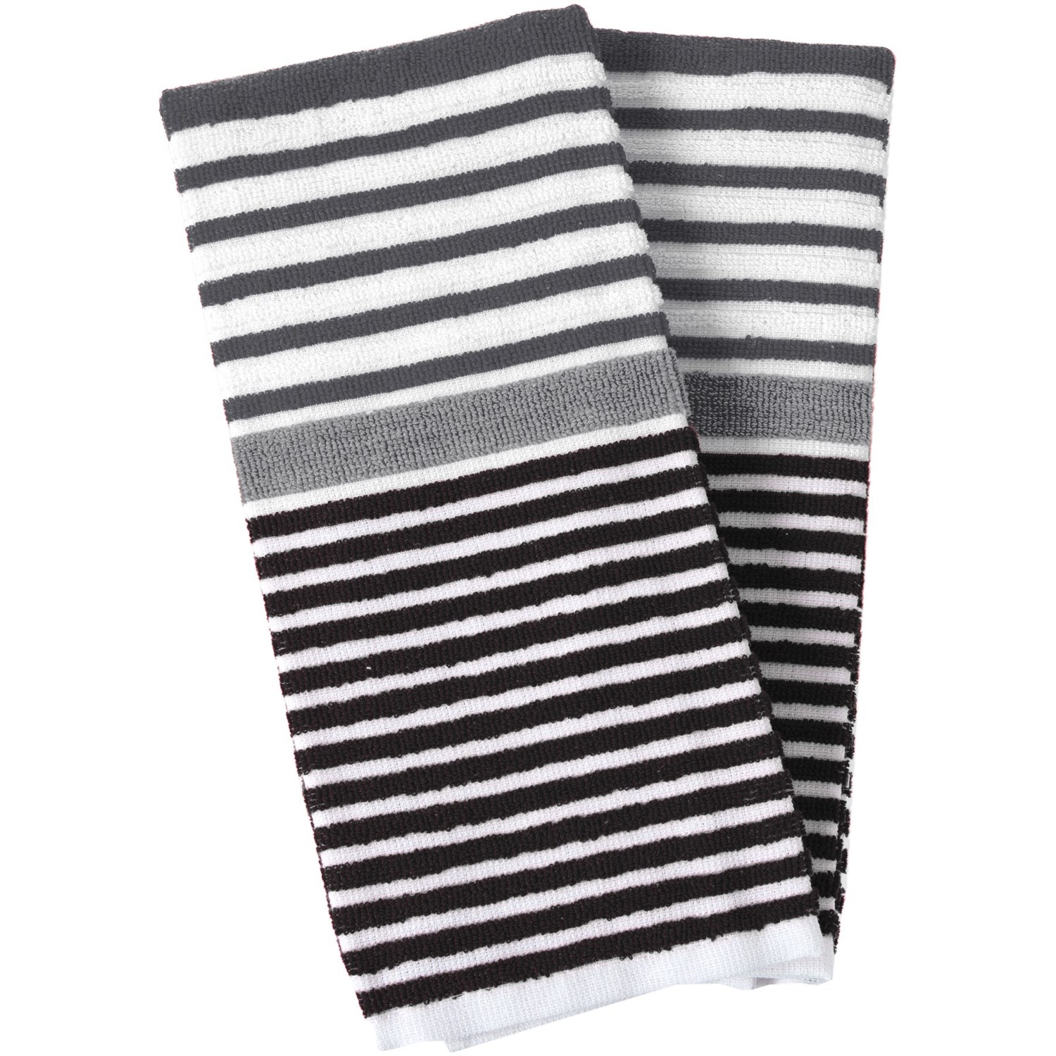 Cuisinart 3 Tone Beach Stripe Kitchen Towels 2 Pack In Black~p~443cm 05~1500.2 