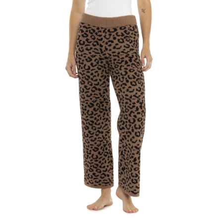 Cupcakes & Cashmere Animal Pattern Teddy Fleece Pants - Wide Leg in Hazelnut Animal