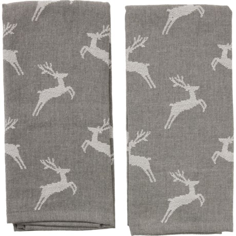 Cupcakes and Cashmere Blitzen Reindeer Kitchen Towels - 2-Pack, 18x28” in Charcoal