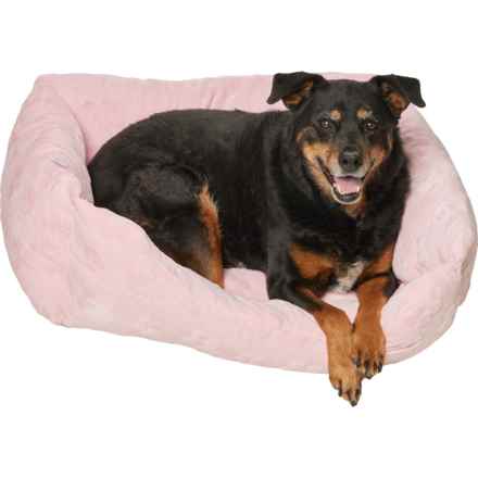 Cupcakes and Cashmere Carved Daisy Dog Bed - Large, 28x22x11” in Pink
