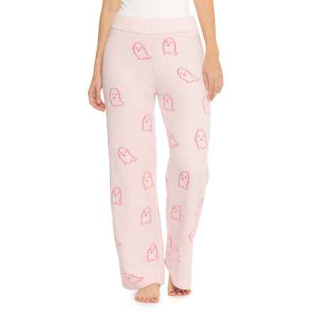 Cupcakes & Cashmere Cozy Halloween Ghost Outline Pattern Pajama Pants in Pinkaboo Ghost