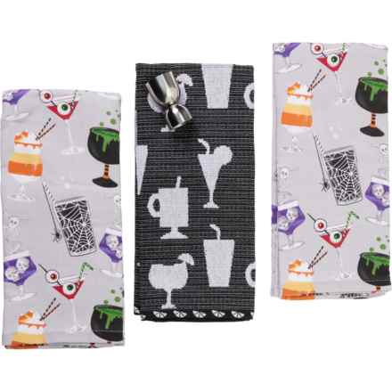 Cupcakes & Cashmere Creepy Cocktail Kitchen Towel Set - 3-Pack, 18x27” in Multi