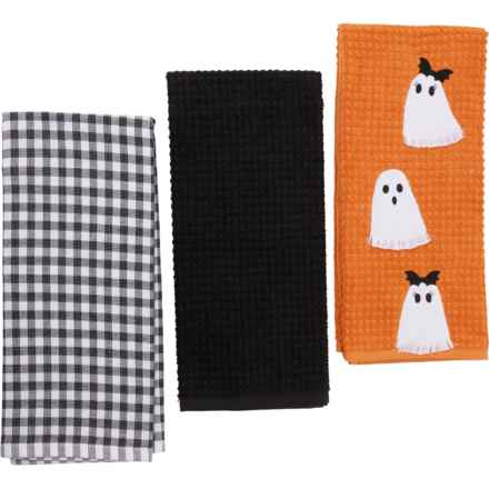Cupcakes & Cashmere Fringe Edge Ghosts Kitchen Towel Set - 3-Pack, 18x27.5” in Orange