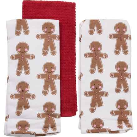 Cupcakes and Cashmere Ginny Gingerbread Kitchen Towel Set - 3-Pack, 18x28” in Tan/Multi