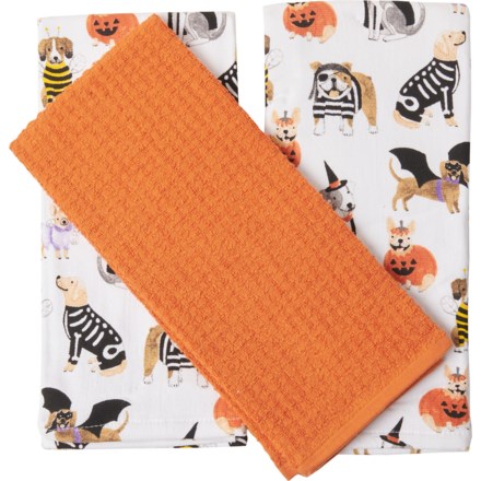 Rae Dunn Kitchen Towels Set Of 3 Trick Or Treat Happy Halloween and  Checkerboard