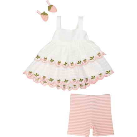 Cupcakes and Cashmere Infant Girls Embroidered Crosshatch Shirt and Bike Shorts Set - Sleeveless in Marshmallow