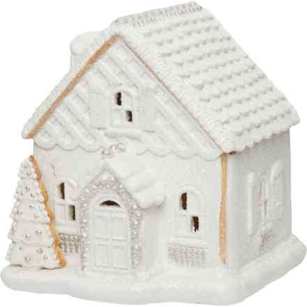 Cupcakes and Cashmere LED Light-Up Resin Gingerbread House - 8” in White