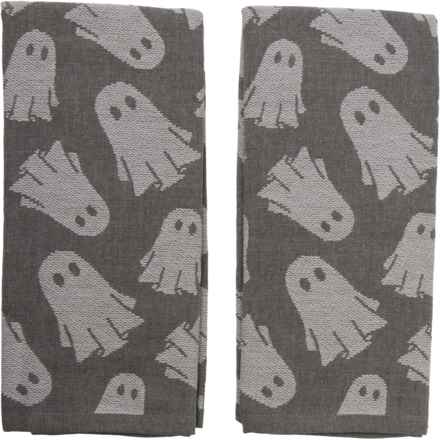 Cupcakes & Cashmere Spooky Sheet Ghost Kitchen Towel Set - 2-Pack, 18x27” in Charcoal