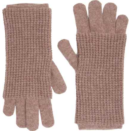 Cupcakes and Cashmere Waffle Knit 3-in-1 Gloves - 2-Ply Cashmere (For Women) in Deep Taupe