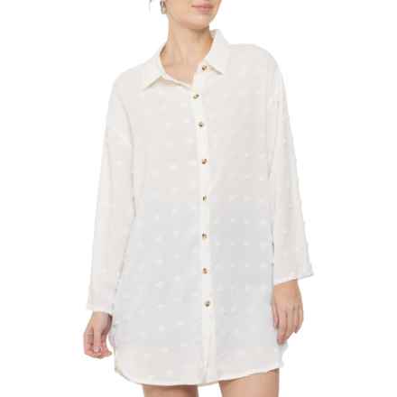 Cupshe Swiss Dot Cover-Up Dress - Elbow Sleeves in White
