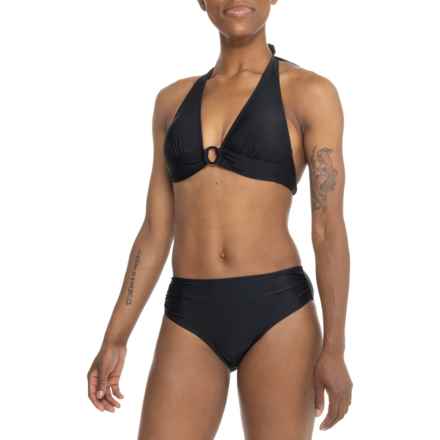 Cupshe V-Neck Bikini Top and Mid Rise Bikini Bottoms Set in Black