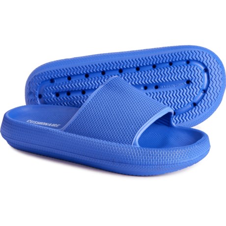 Cushionaire Boys and Girls Feather Fashion Slide Sandals in Bright Blue