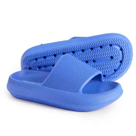 Cushionaire Boys and Girls Feather Jr. Cloud Slides - Waterproof in Bright Blue