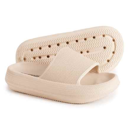 Cushionaire Boys and Girls Feather Jr. Cloud Slides - Waterproof in Khaki