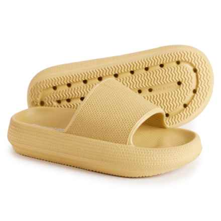 Cushionaire Boys and Girls Feather Jr. Cloud Slides - Waterproof in Sunny Yellow