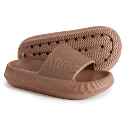 Cushionaire Boys and Girls Feather Jr. Slide Sandals in Mocha