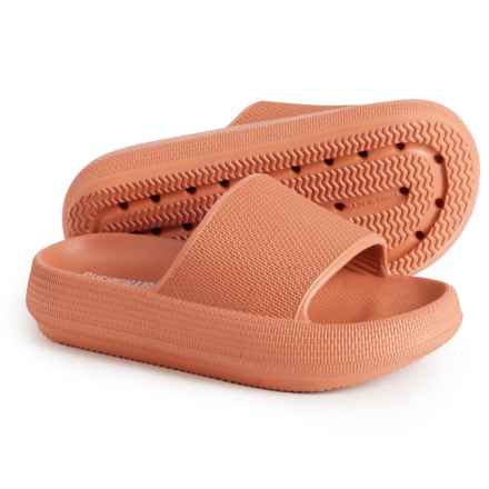 Cushionaire Boys and Girls Feather Jr. Slide Sandals in Orange