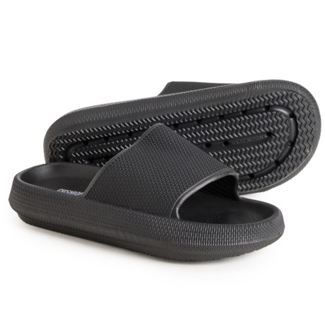 Cushionaire Boys and Girls Feather Slide Sandals in Black