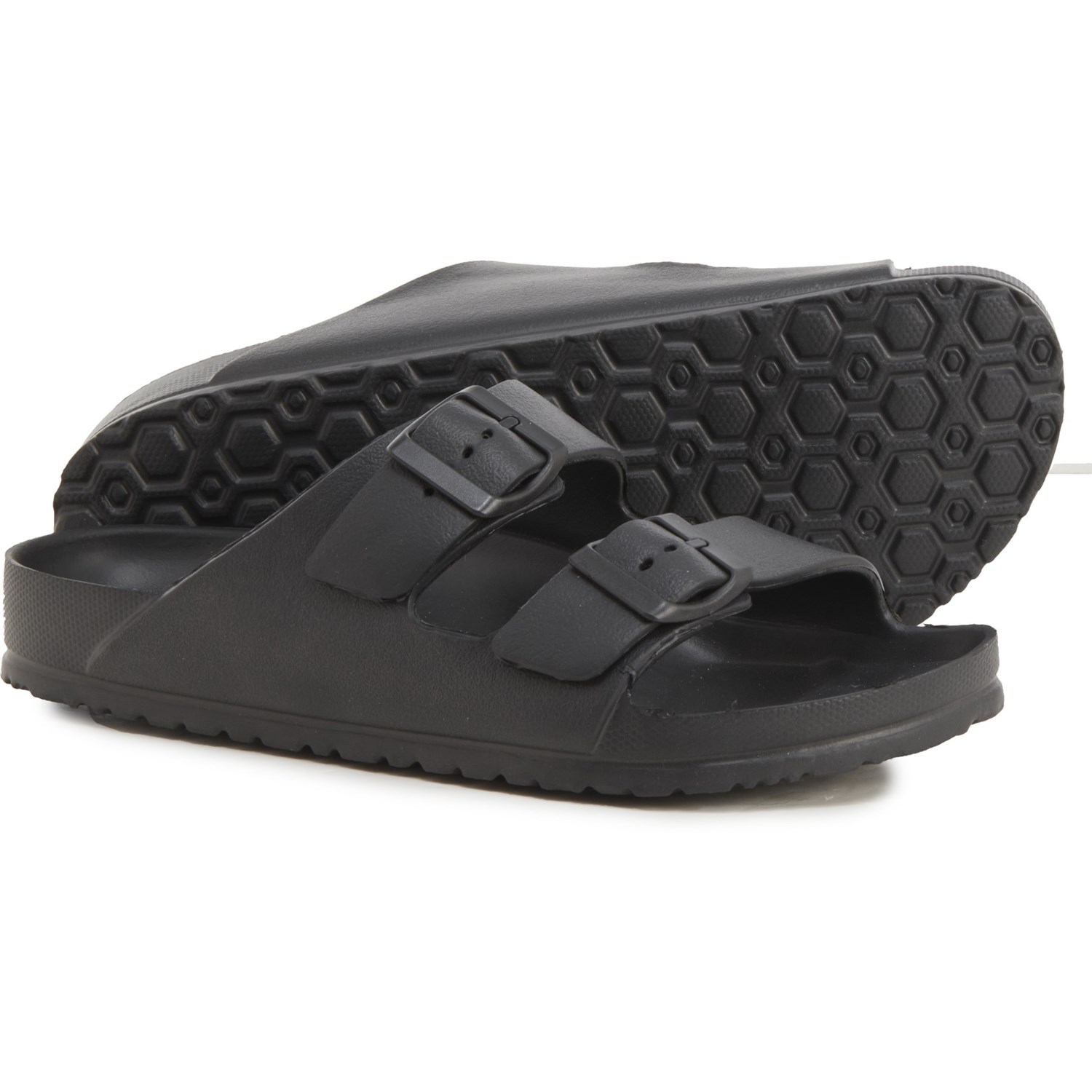 women's double buckle slide sandals