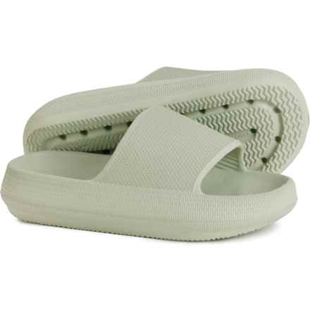 Cushionaire Girls Feather Slide Sandals in Green