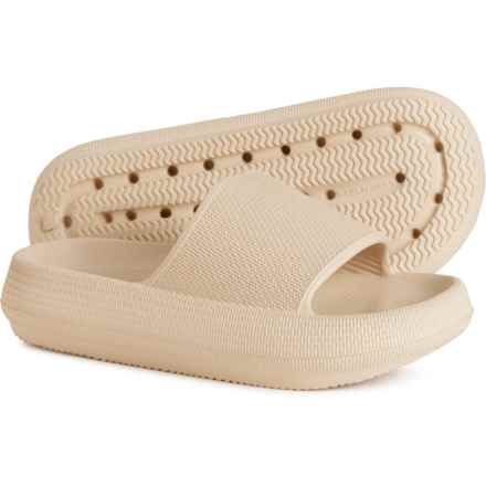 Cushionaire Girls Feather Slide Sandals in Khaki