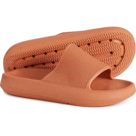 Cushionaire Girls Feather Slide Sandals in Orange