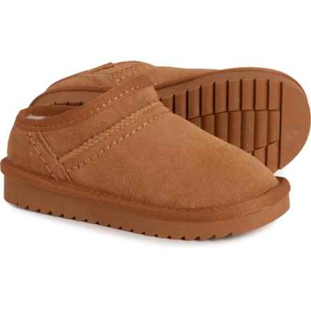 Cushionaire Girls Hilo-K Faux-Shearling Slippers in Chestnut