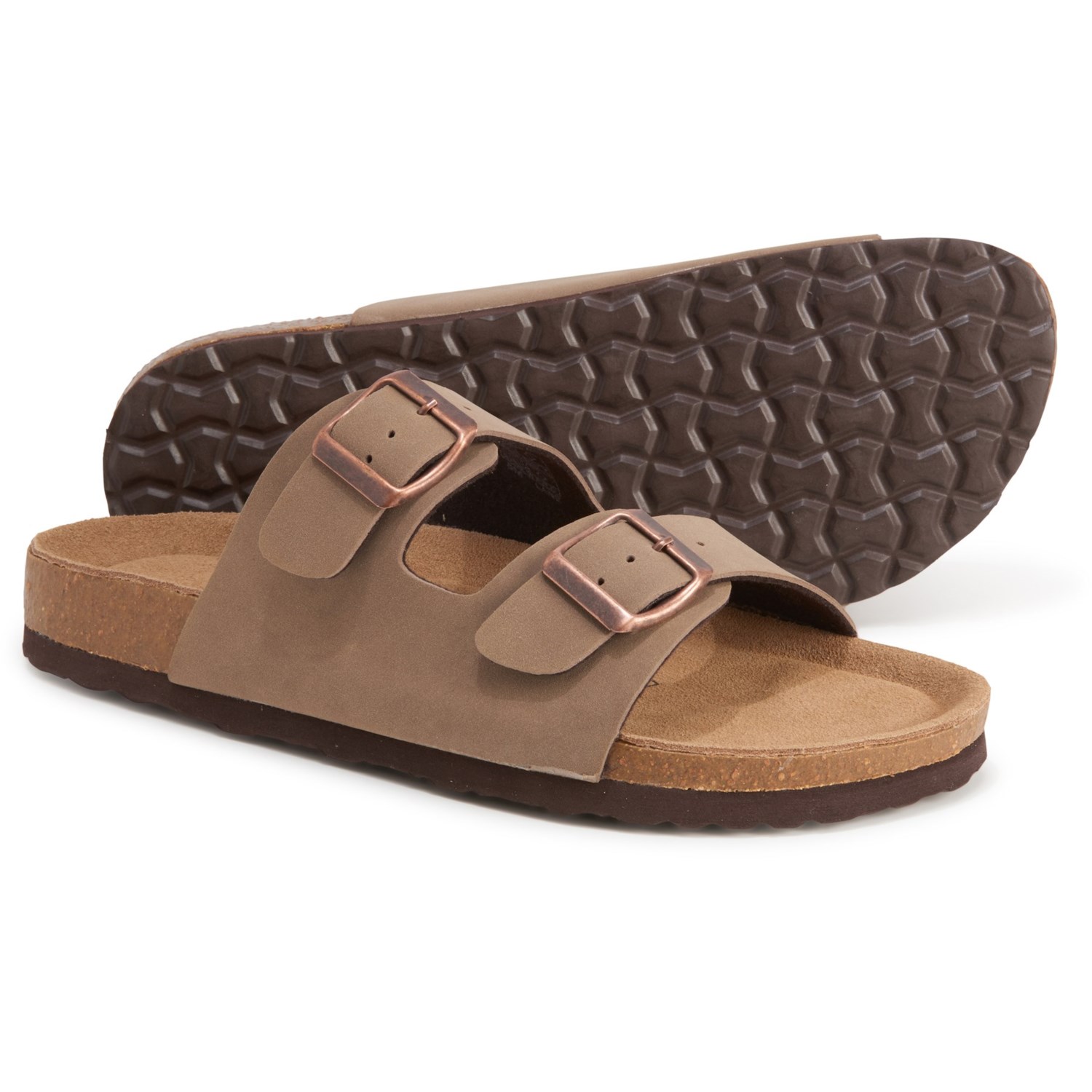 two buckle slide sandals