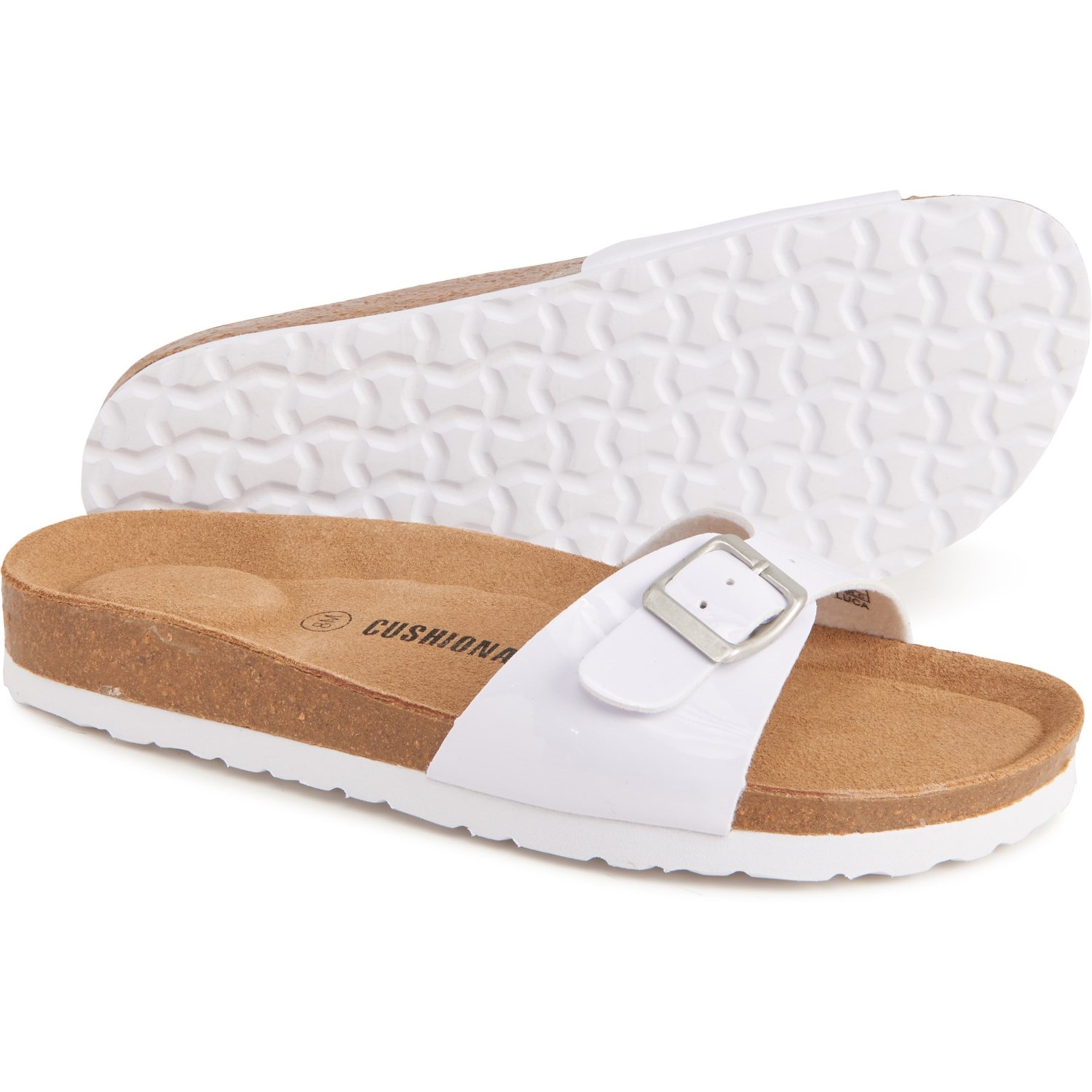 white cushionaire sandals