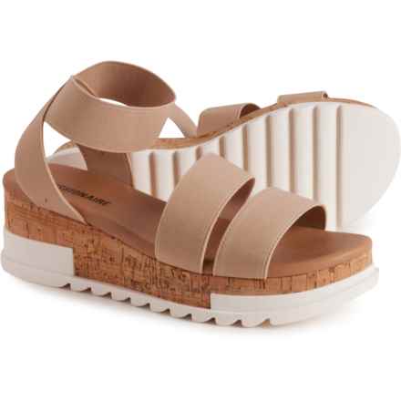 Cushionaire Stretchy Slingback Wedge Sandals (For Women) in Nude