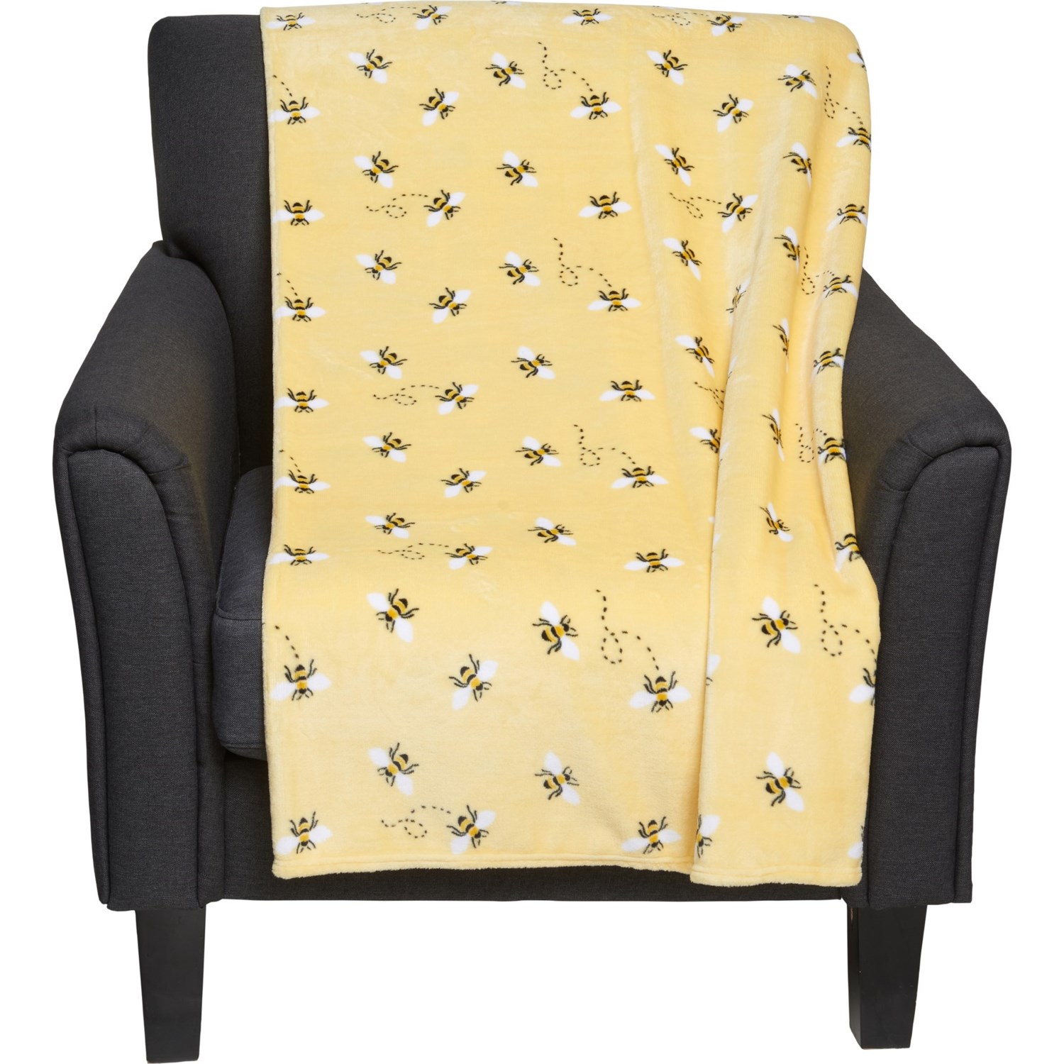 Cynthia Rowley Flying Bumble Bees Oversized Fleece Throw Blanket