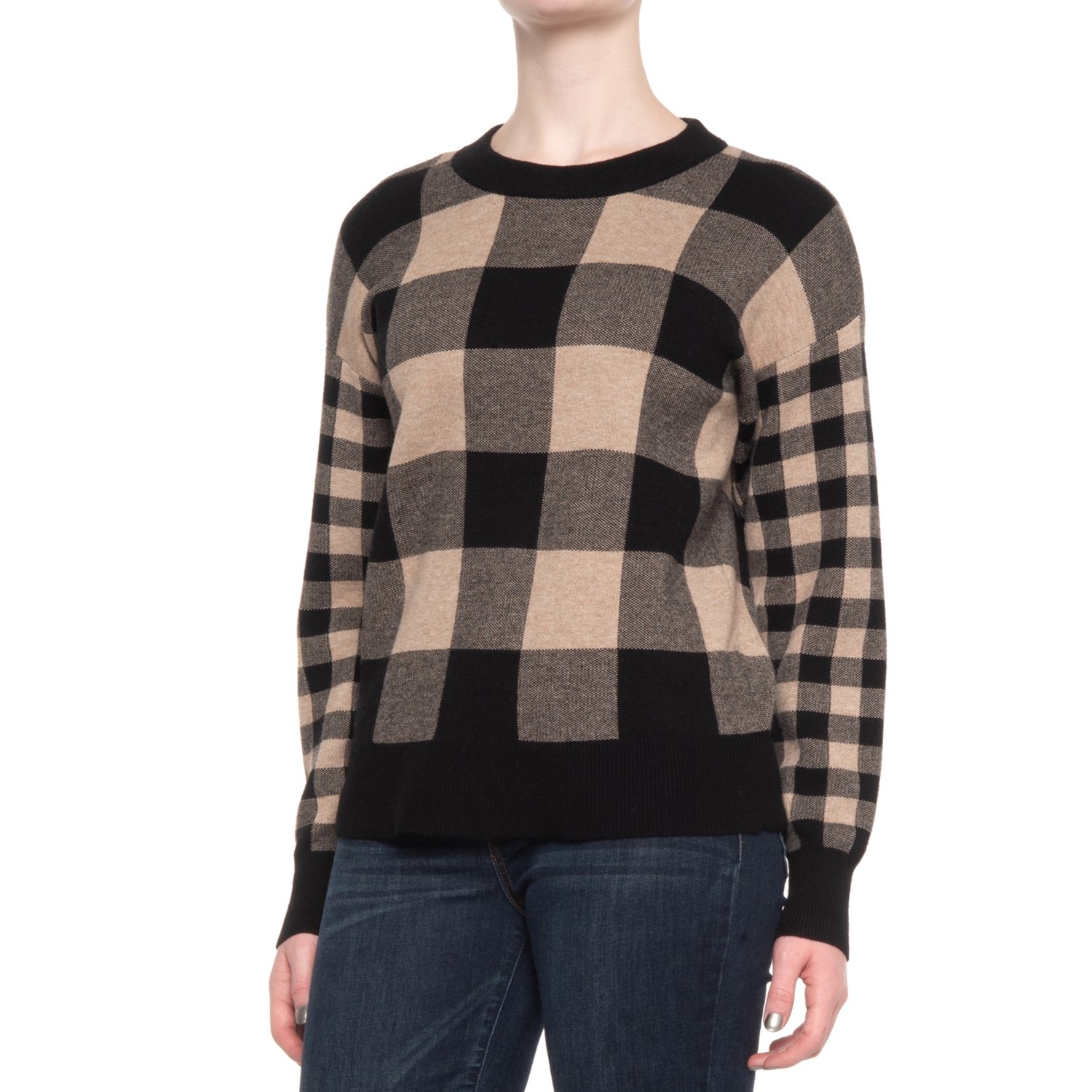 women's buffalo check sweater