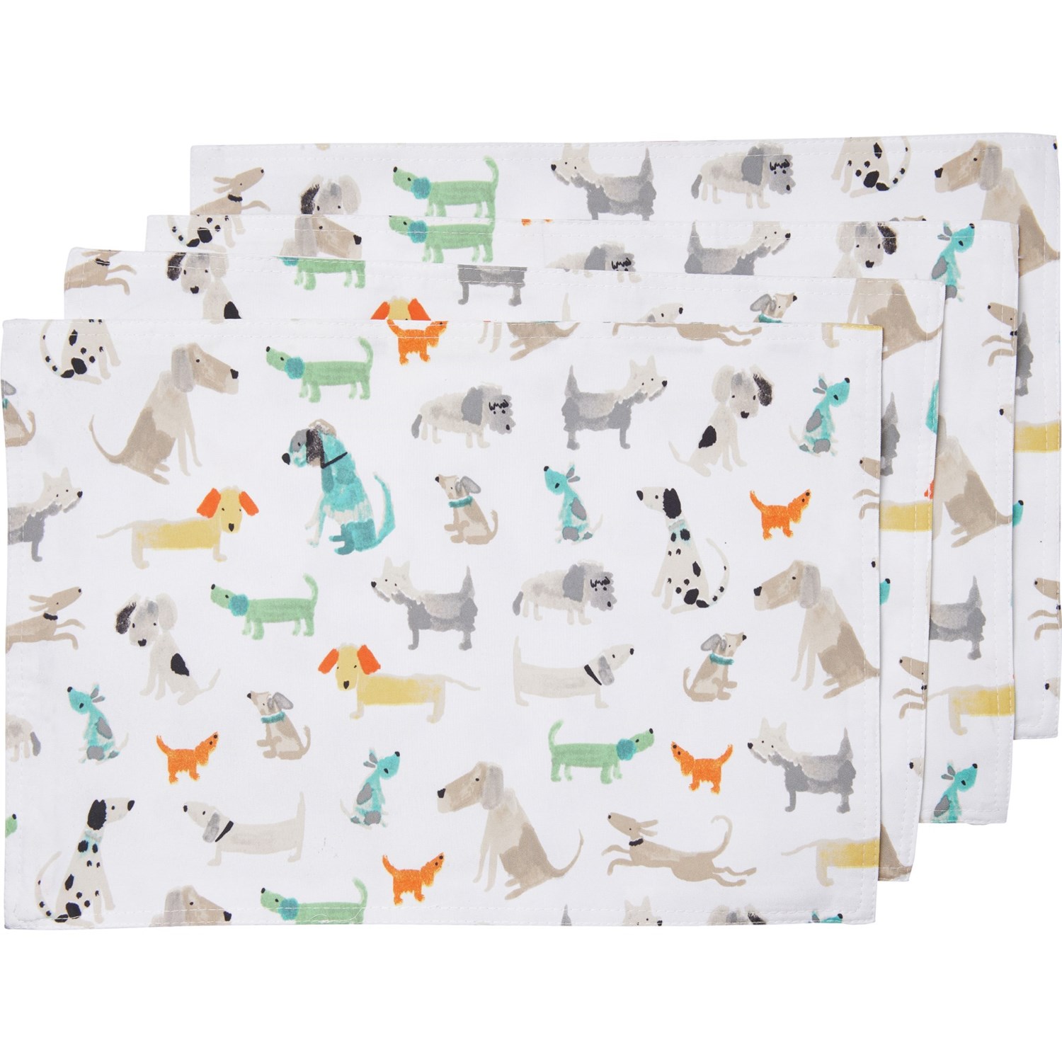 Cynthia Rowley Multi Neutral Watercolor Dogs Placemats 13x19