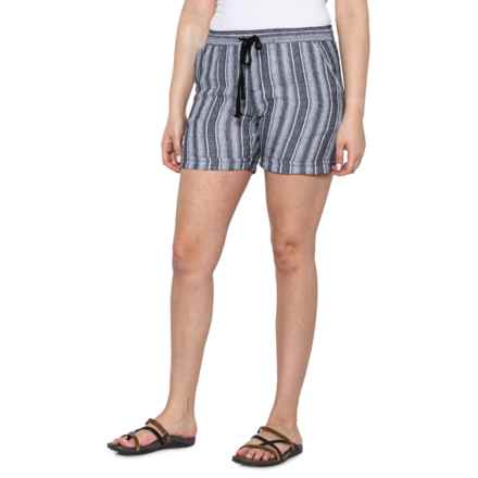 da-sh Woven Linen-Blend Shorts - 5” in Black Club Stripe