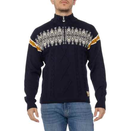 Dale of Norway Aspoy Sweater - Wool, Zip Neck in Navy Off White Mustard