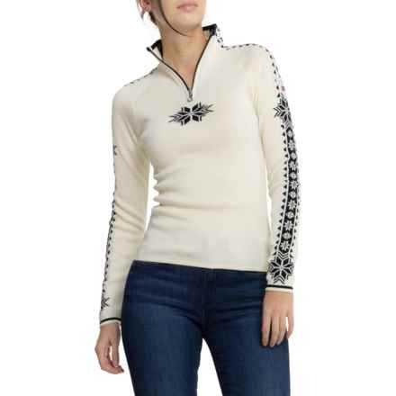 Dale of Norway Geilo Fem Zip Neck Sweater - Merino Wool in Off White Black